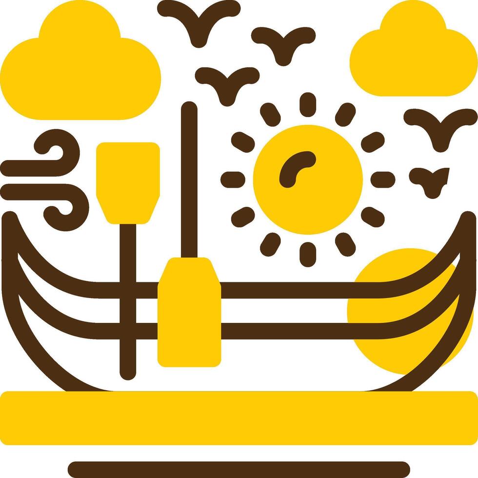 canoa giallo lieanr cerchio icona vettore