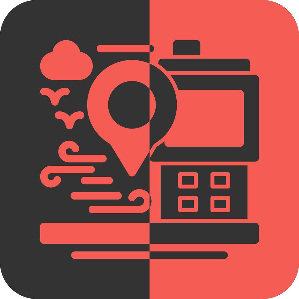 GPS dispositivo rosso inverso icona vettore
