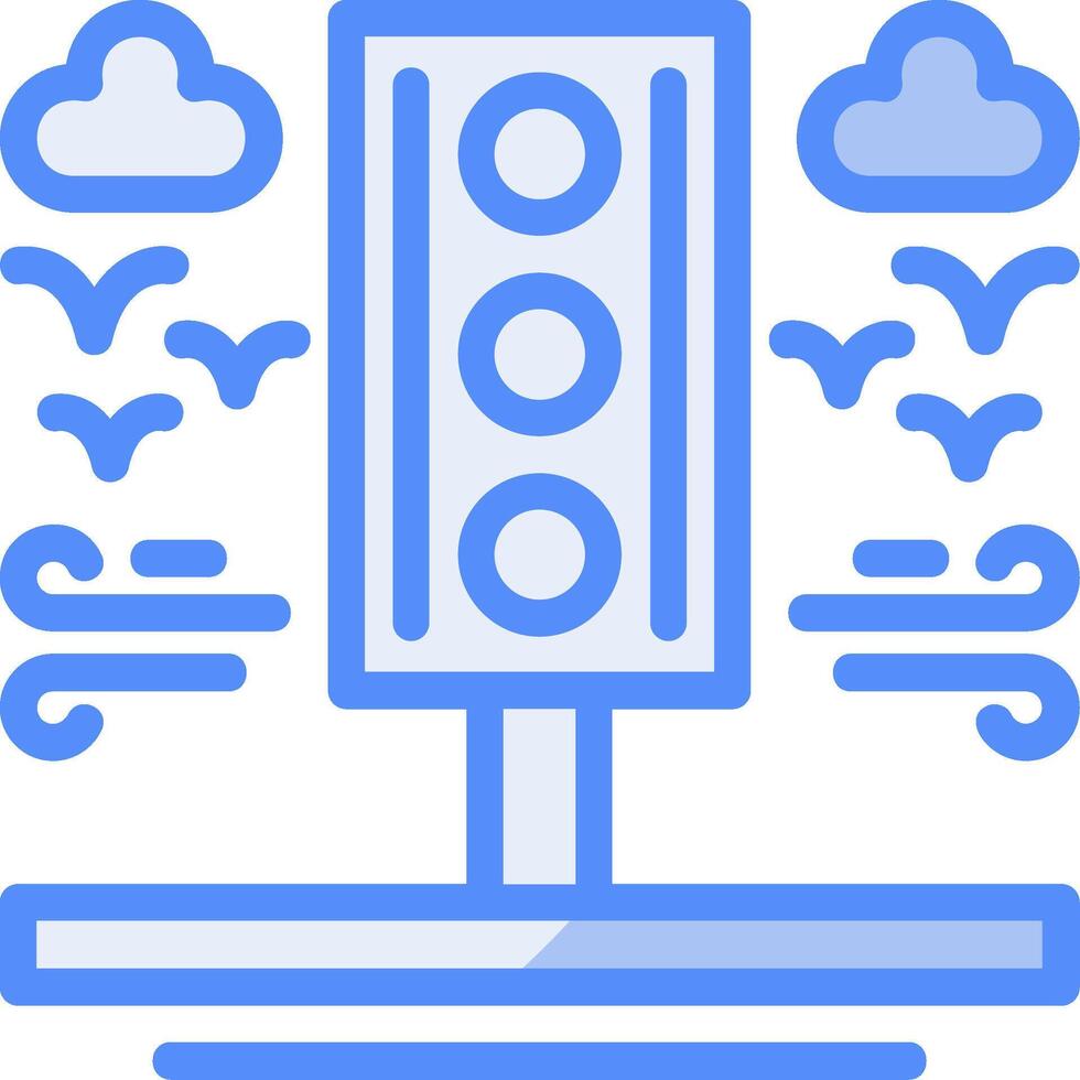 traffico leggero linea pieno blu icona vettore