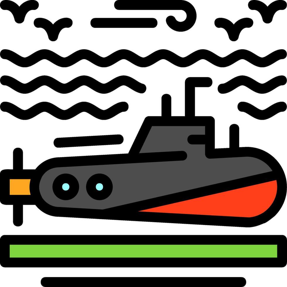 icona piena di linea sottomarina vettore