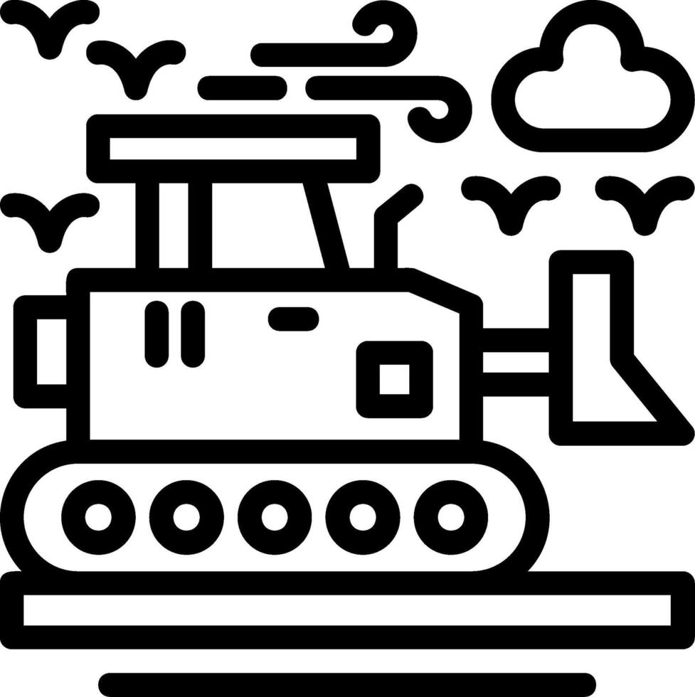 icona della linea del bulldozer vettore