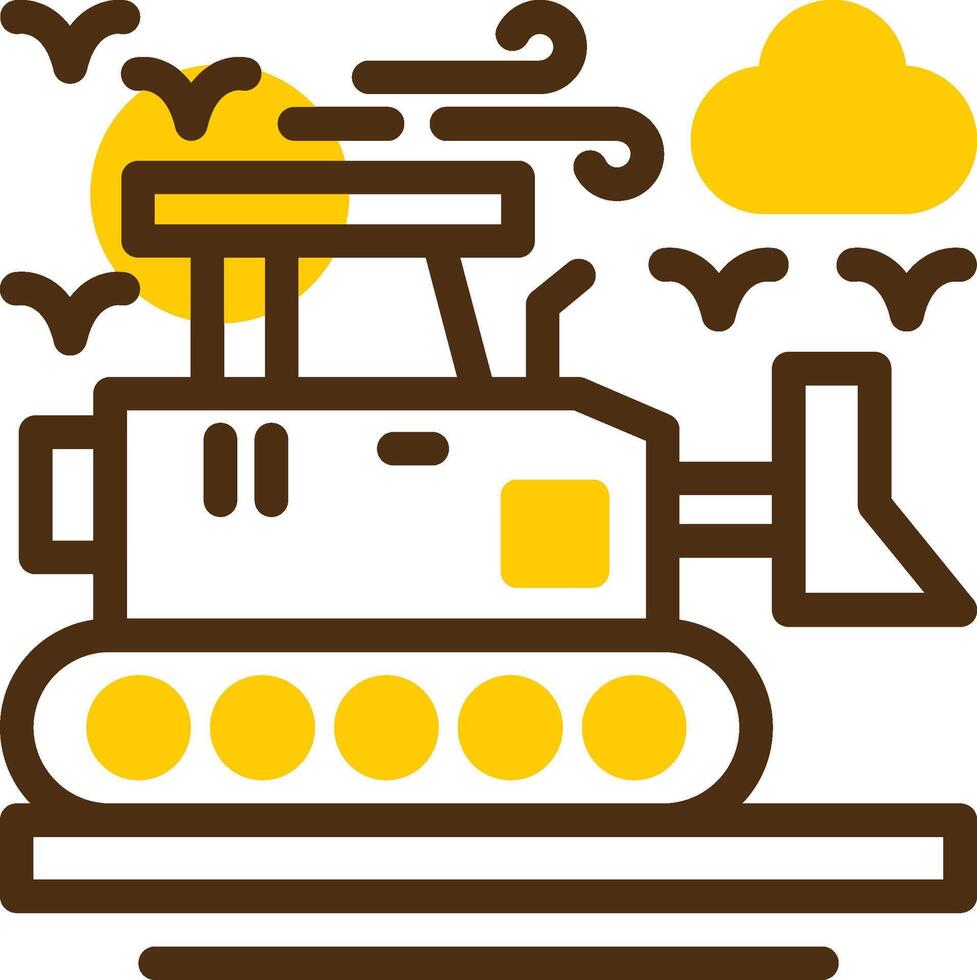 bulldozer giallo lieanr cerchio icona vettore