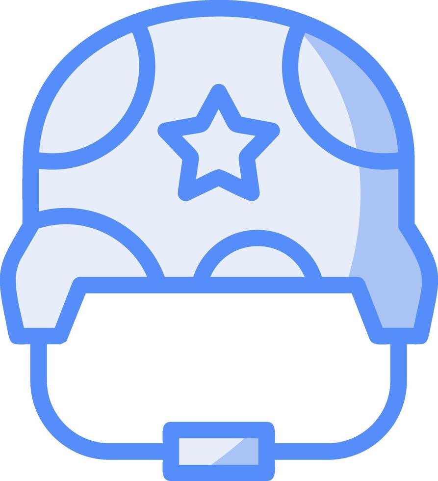militare casco linea pieno blu icona vettore