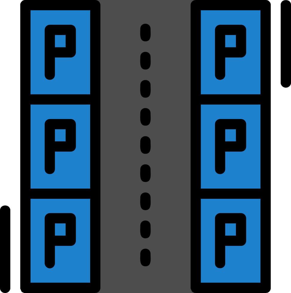 parallelo parcheggio linea pieno icona vettore