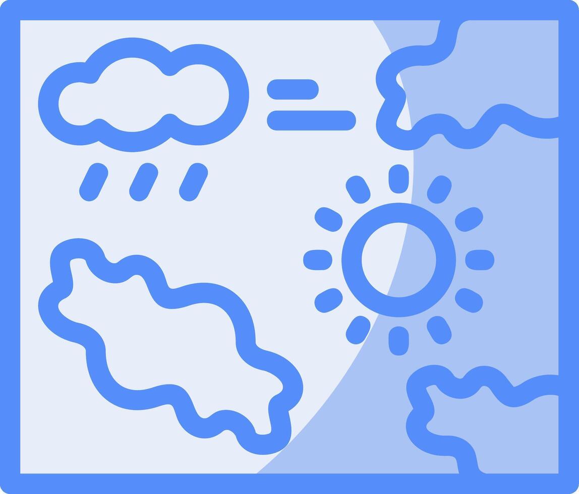 tempo metereologico carta geografica linea pieno blu icona vettore