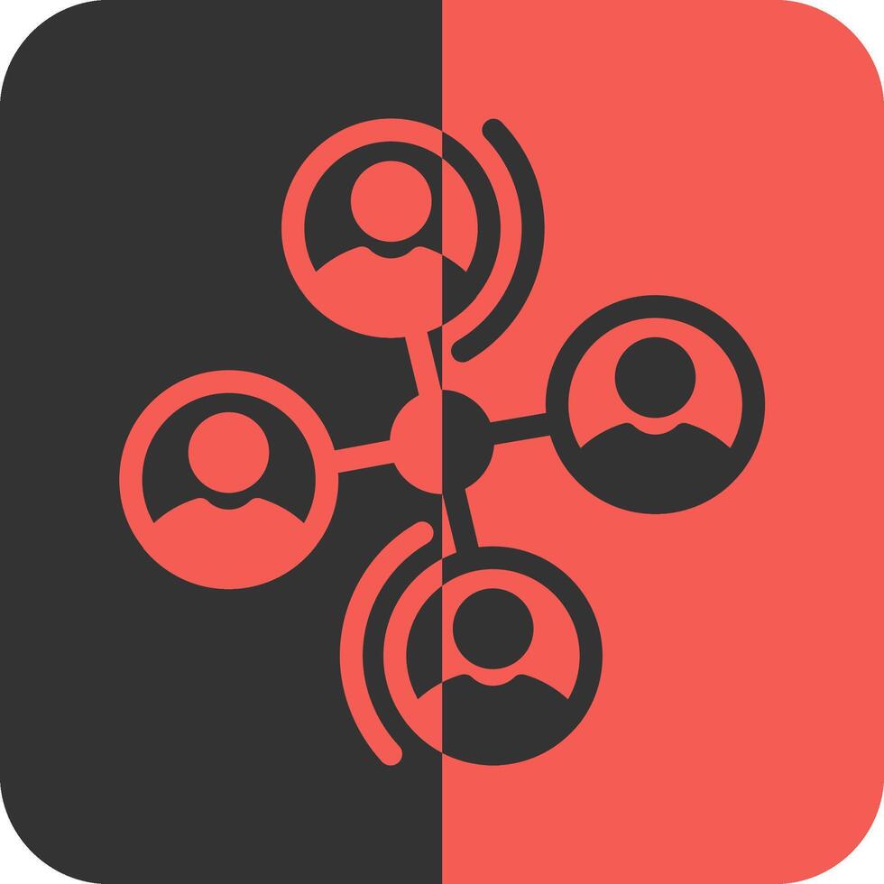 networking rosso inverso icona vettore
