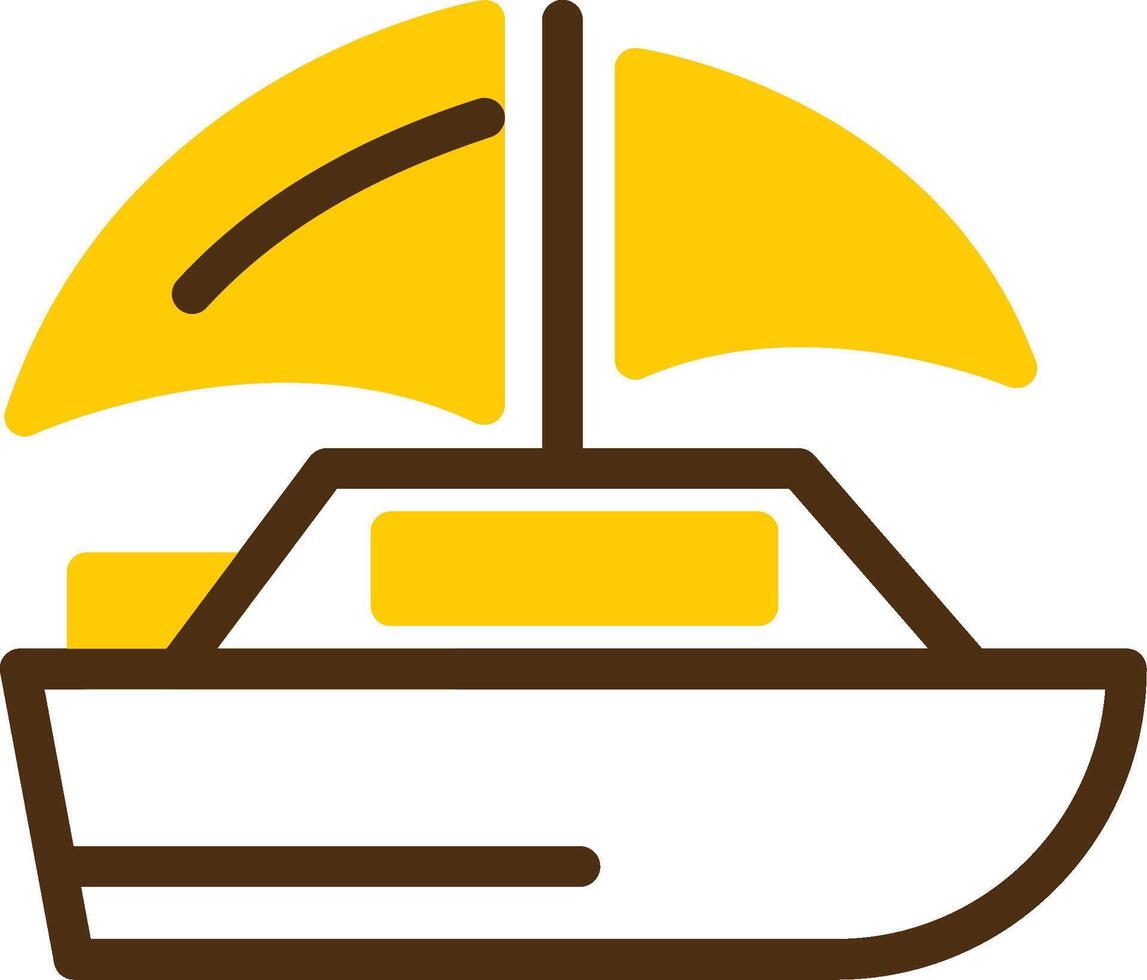 barca a vela giallo lieanr cerchio icona vettore