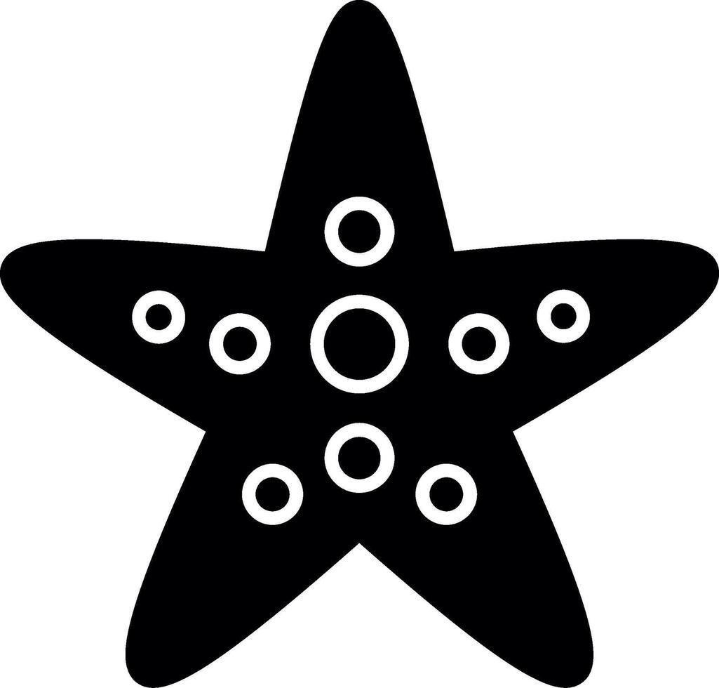 icona del glifo con stella marina vettore
