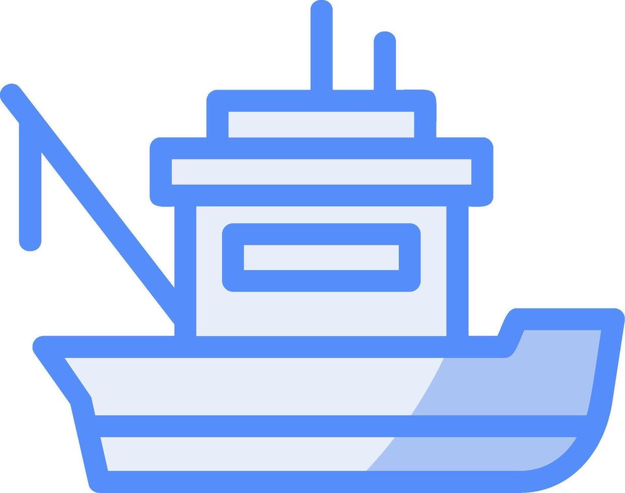 pesca barca linea pieno blu icona vettore