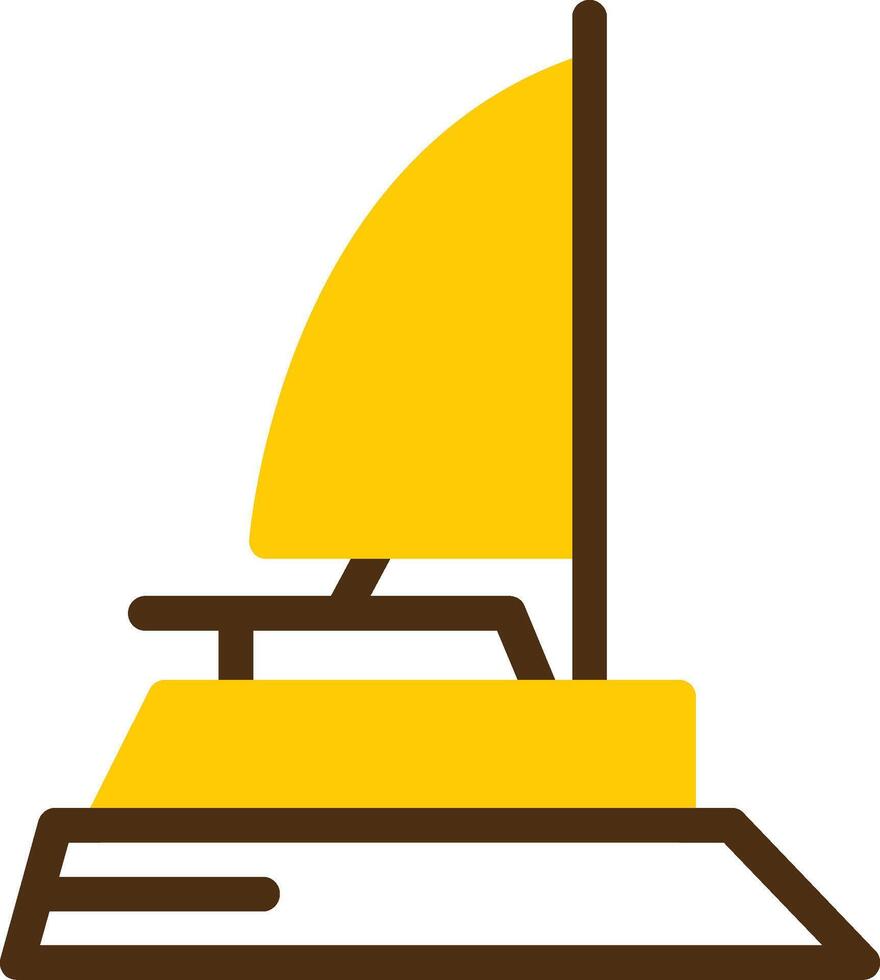 catamarano giallo lieanr cerchio icona vettore