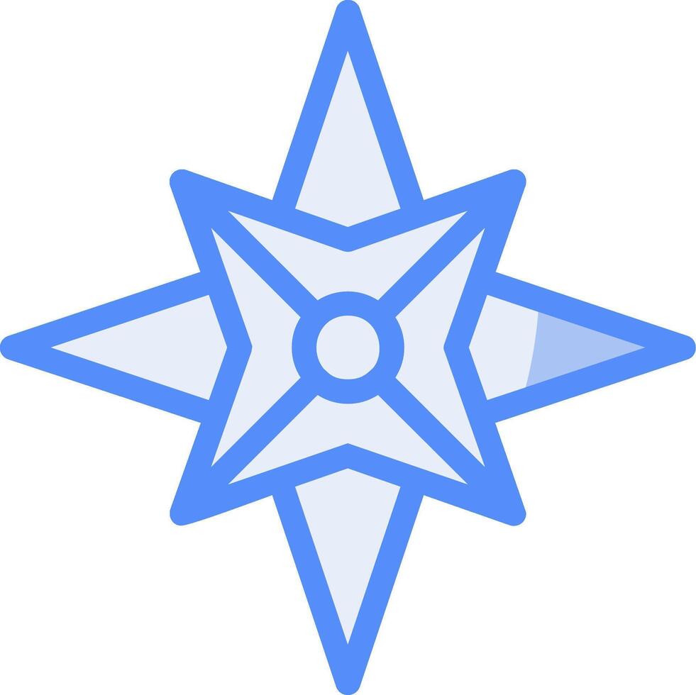 nautico stella linea pieno blu icona vettore