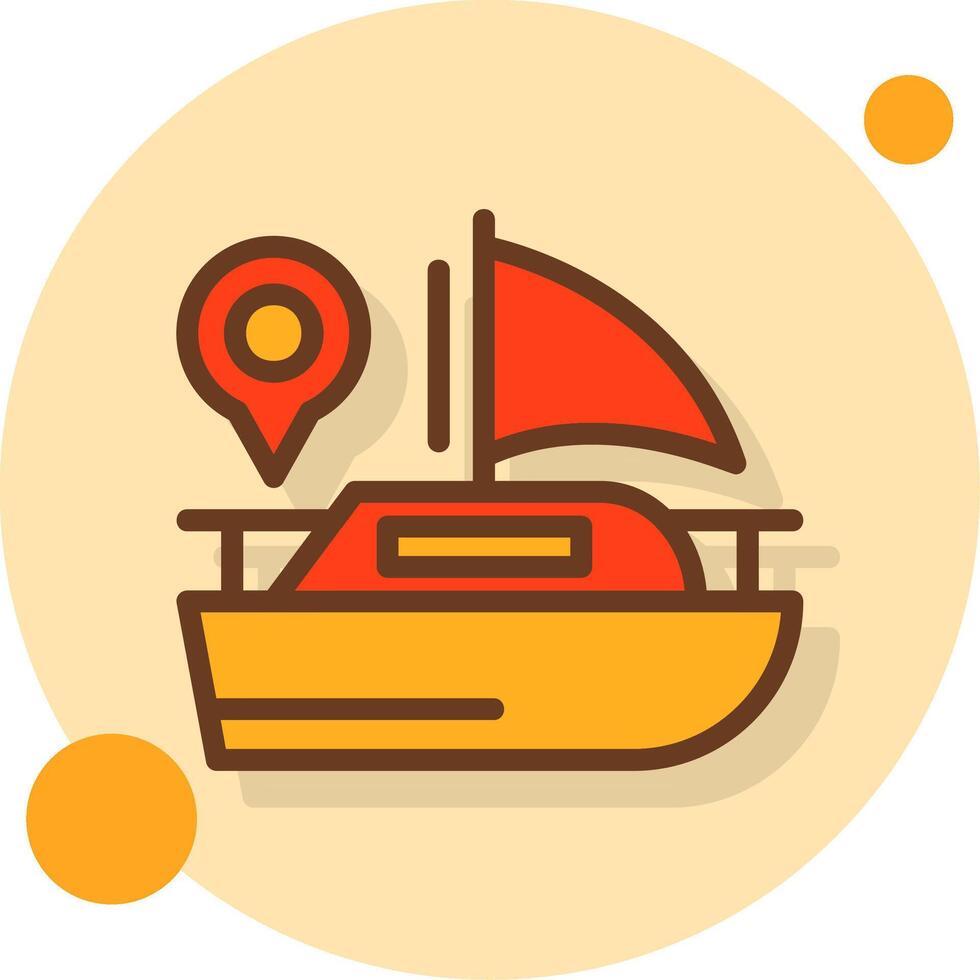 barca pieno ombra cerchio icona vettore