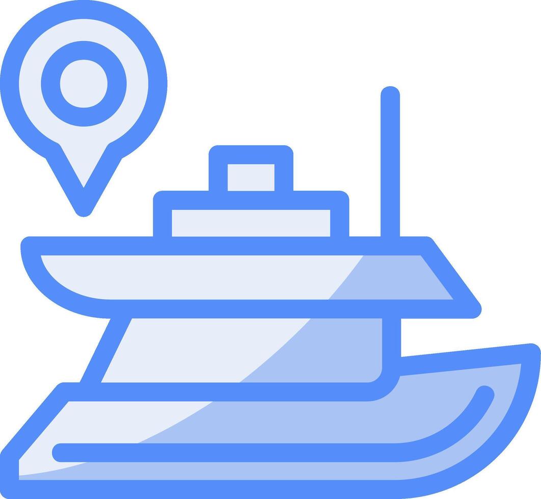 yacht linea pieno blu icona vettore