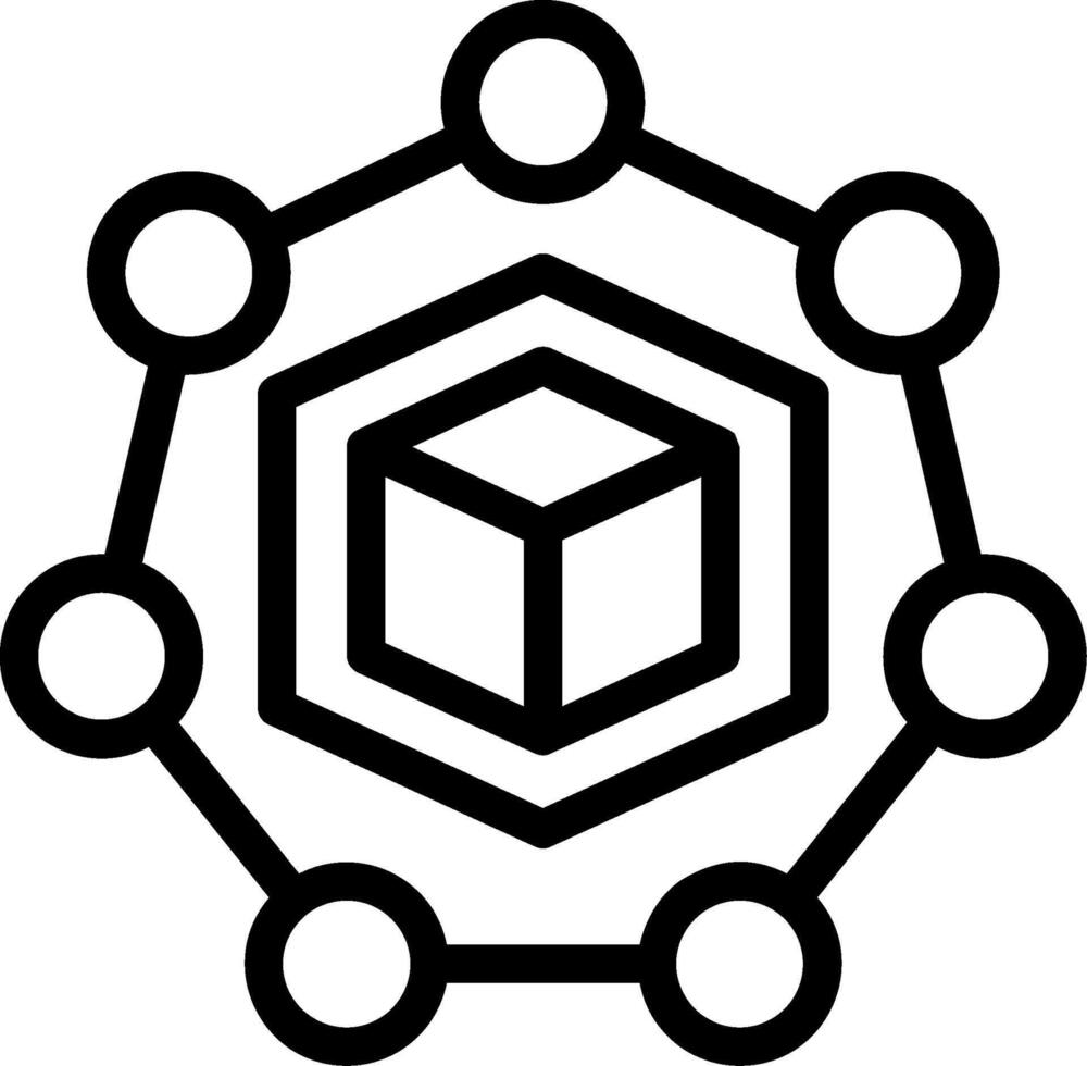 icona della linea blockchain vettore