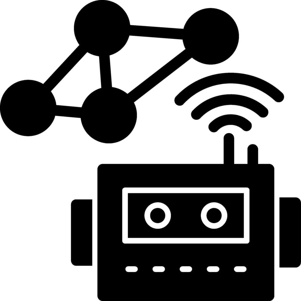 sociale robotica glifo icona vettore