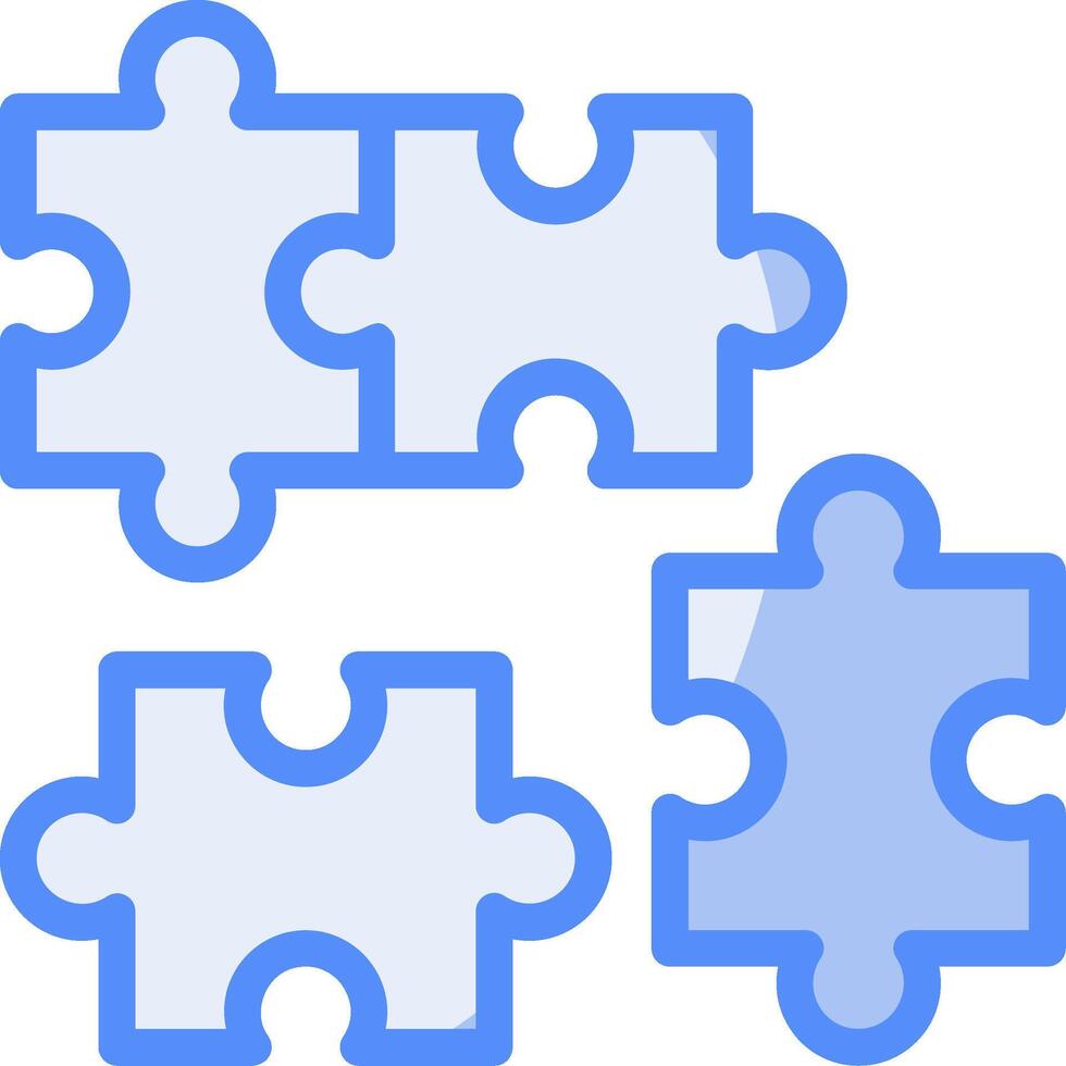 puzzle pezzo linea pieno blu icona vettore