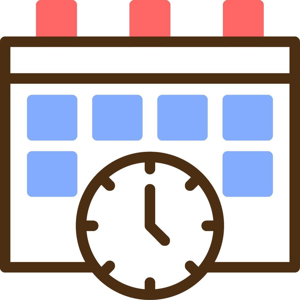 calendario e orologio colore pieno icona vettore
