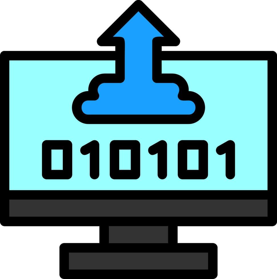 byte Incremento linea pieno icona vettore