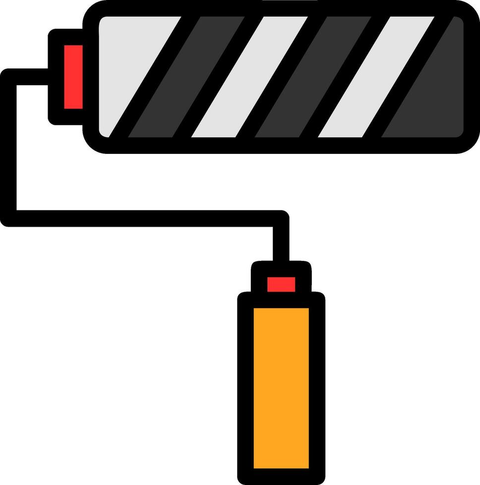 dipingere rullo linea pieno icona vettore