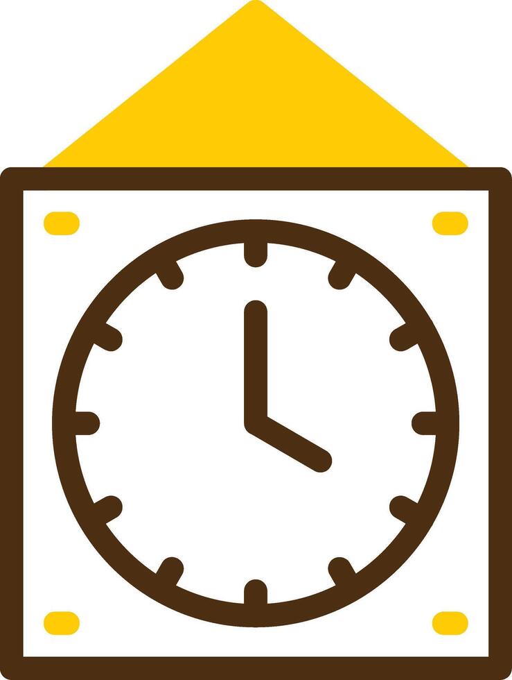 parete orologio giallo lieanr cerchio icona vettore