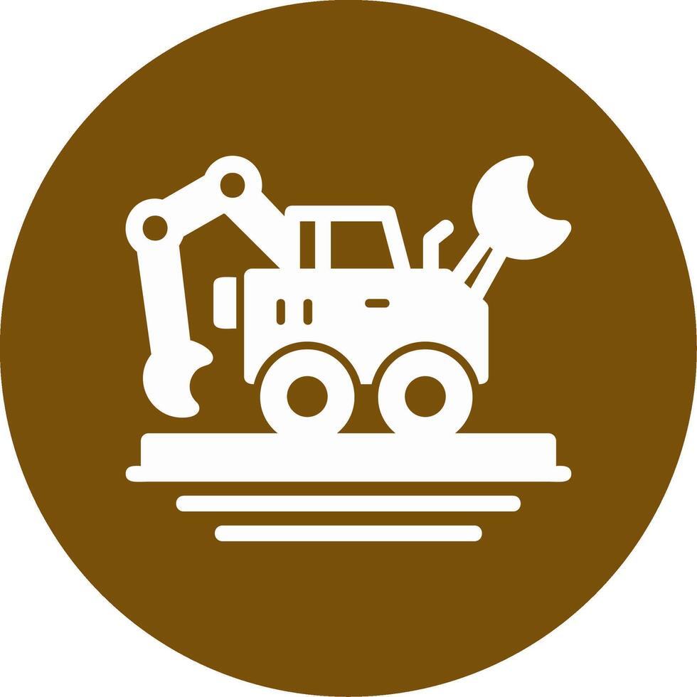 icona a due colori della linea dell'escavatore a cucchiaia rovescia vettore