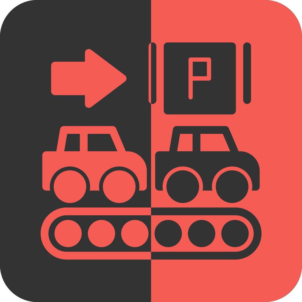 scala mobile nel parcheggio box auto rosso inverso icona vettore
