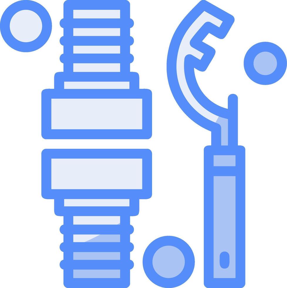 fuoco tubo flessibile accoppiamento chiave linea pieno blu icona vettore
