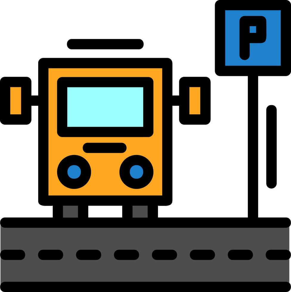 parcheggio navetta autobus linea pieno icona vettore