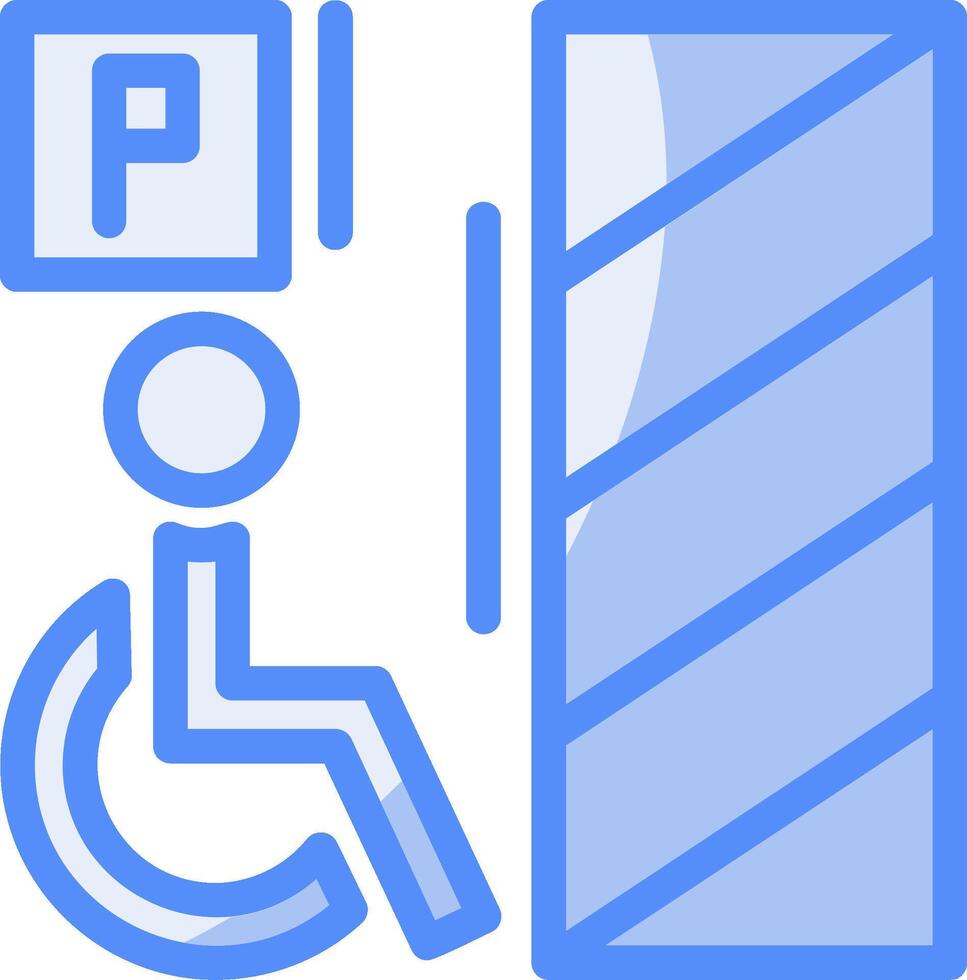 Accessibile alle sedie a rotelle parcheggio linea pieno blu icona vettore