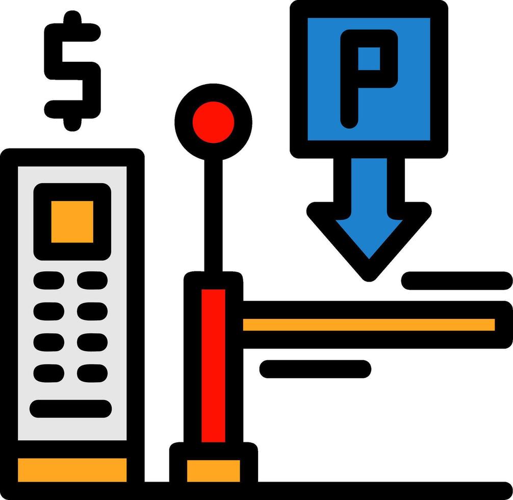 pagare su iscrizione parcheggio linea pieno icona vettore