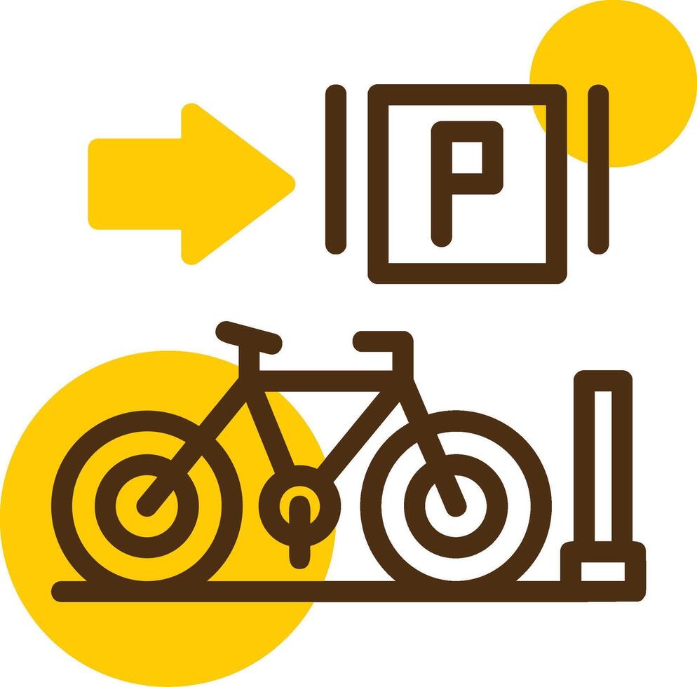 parcheggiata biciclette giallo lieanr cerchio icona vettore