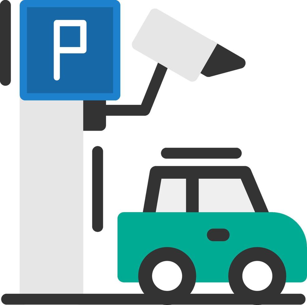 parcheggio sicurezza telecamera piatto icona vettore