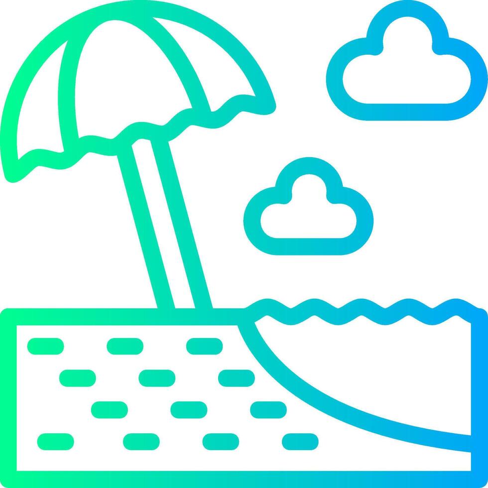 spiaggia ombrello lineare pendenza icona vettore