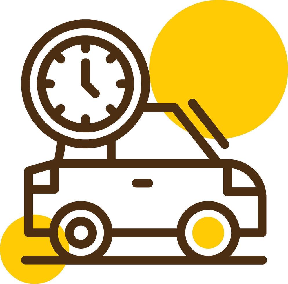 auto con orologio giallo lieanr cerchio icona vettore