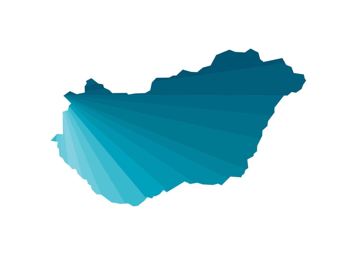 vettore isolato illustrazione icona con semplificato blu silhouette di Ungheria carta geografica. poligonale geometrico stile, triangolare forme. bianca sfondo.