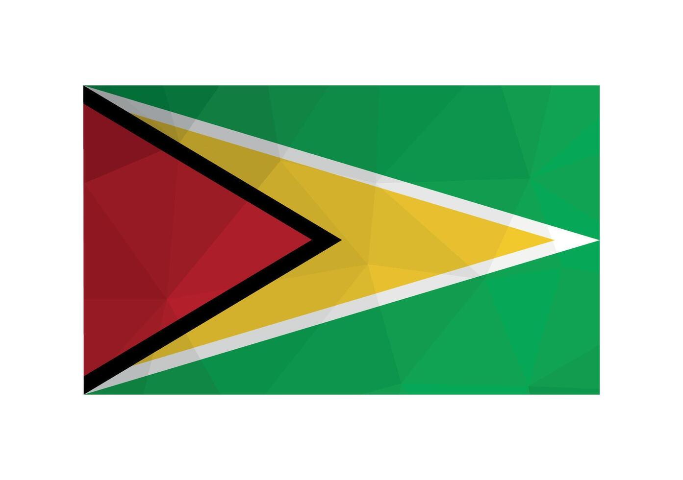 vettore illustrazione. ufficiale alfiere di Guyana. nazionale bandiera con rosso, giallo triangolari su verde sfondo. creativo design nel Basso poli stile con triangolare forme.