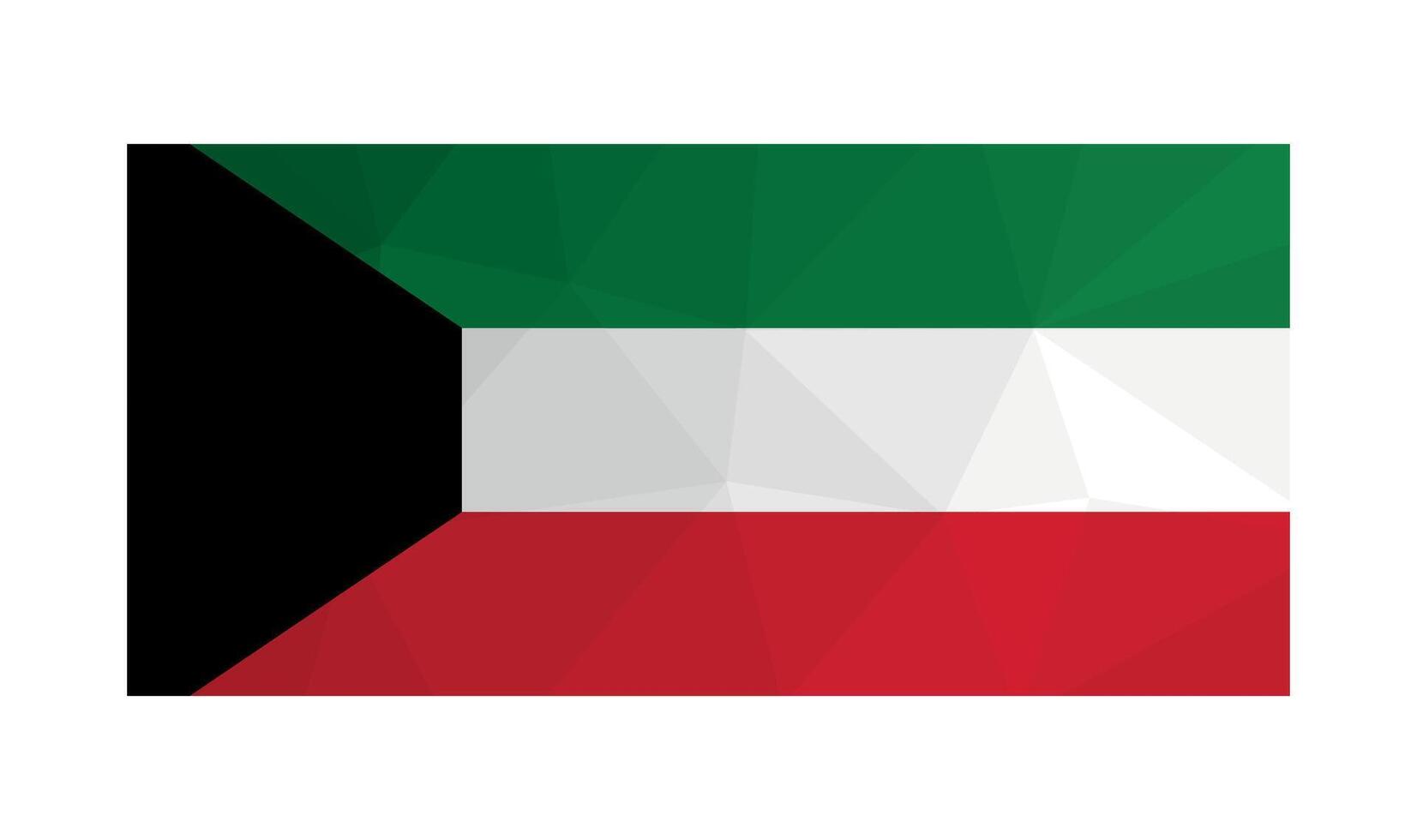 vettore illustrazione. ufficiale simbolo di Kuwait. nazionale bandiera nel Nero, rosso, verde e bianca colori. creativo design nel Basso poli stile con triangolare forme. pendenza effetto