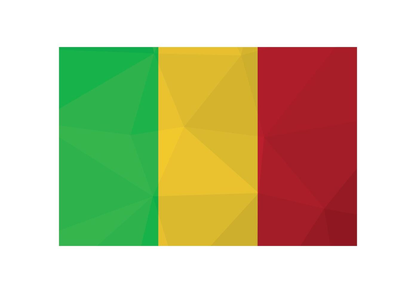 vettore illustrazione. ufficiale simbolo di mali. nazionale bandiera con verde, giallo, rosso strisce. creativo design nel Basso poli stile con triangolare forme. pendenza effetto