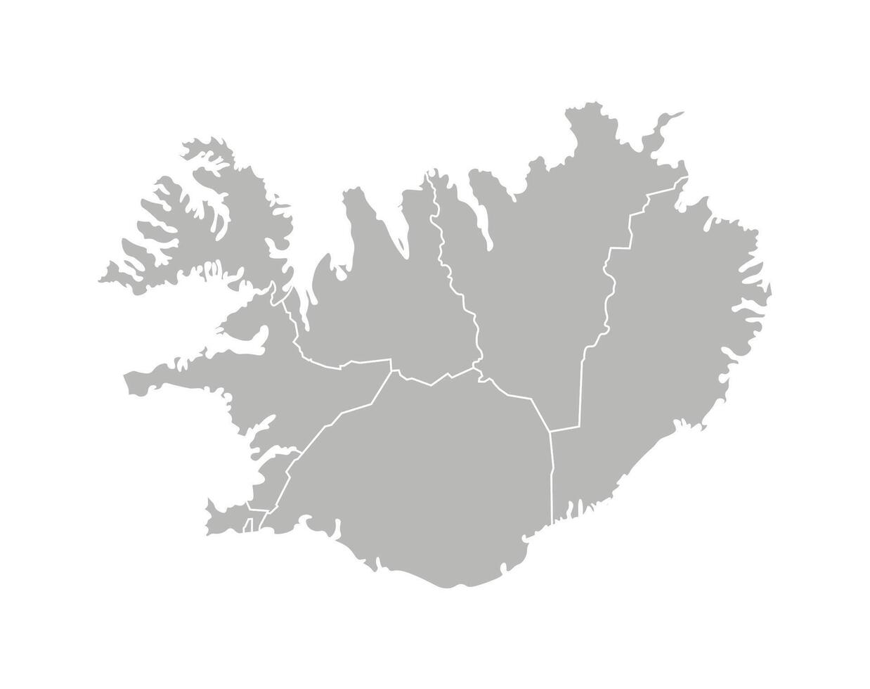 vettore isolato illustrazione di semplificato amministrativo carta geografica di Islanda. frontiere di il province, regioni. grigio sagome. bianca schema