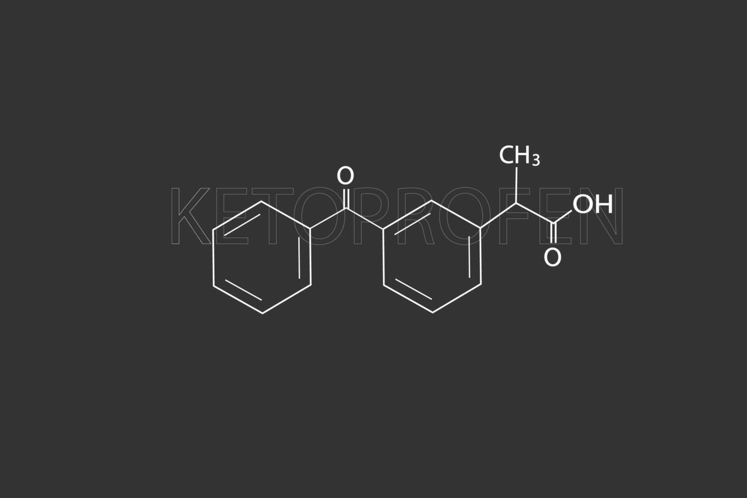 ketoprofene molecolare scheletrico chimico formula vettore