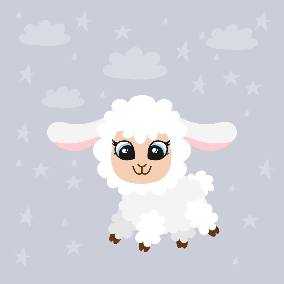 carino cartone animato pecora agnello vettore