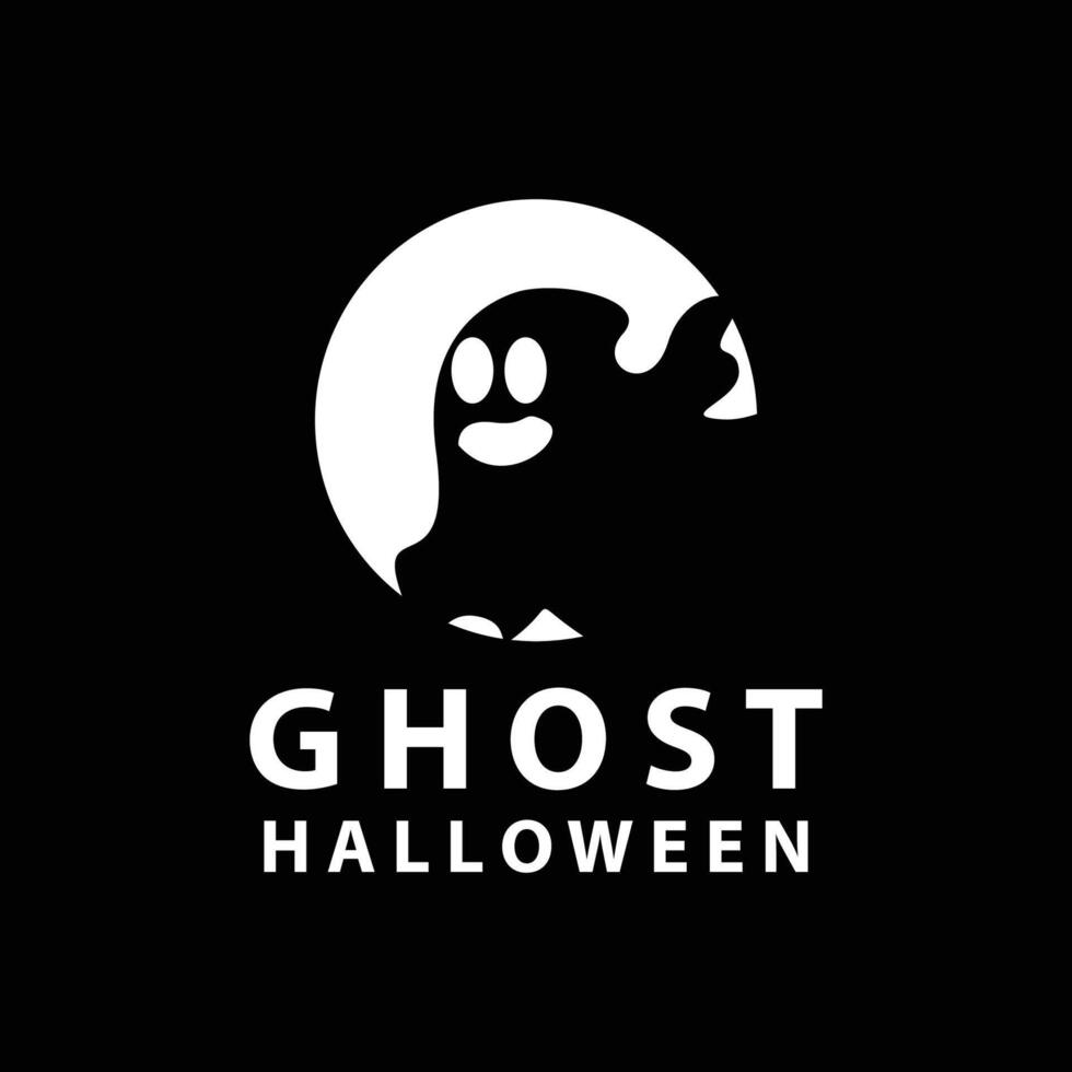 spaventoso fantasma logo, semplice Halloween cartone animato diavolo design illustrazione modello nero sfondo vettore