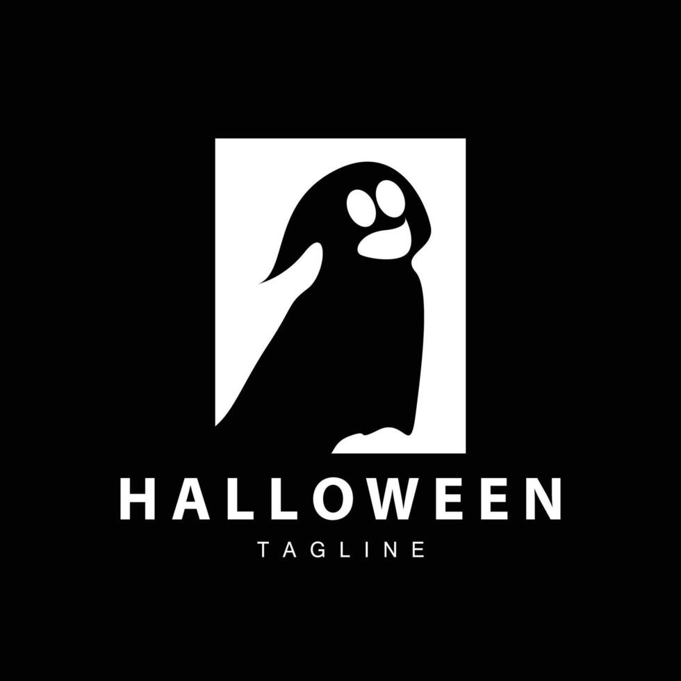 spaventoso fantasma logo, semplice Halloween cartone animato diavolo design illustrazione modello nero sfondo vettore