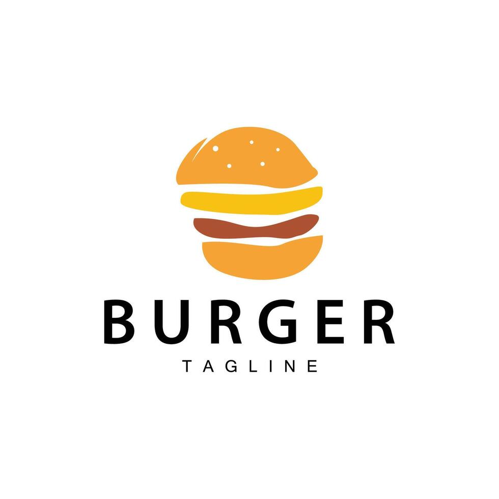 hamburger logo, vettore pane, carne e verdura veloce cibo illustrazione design