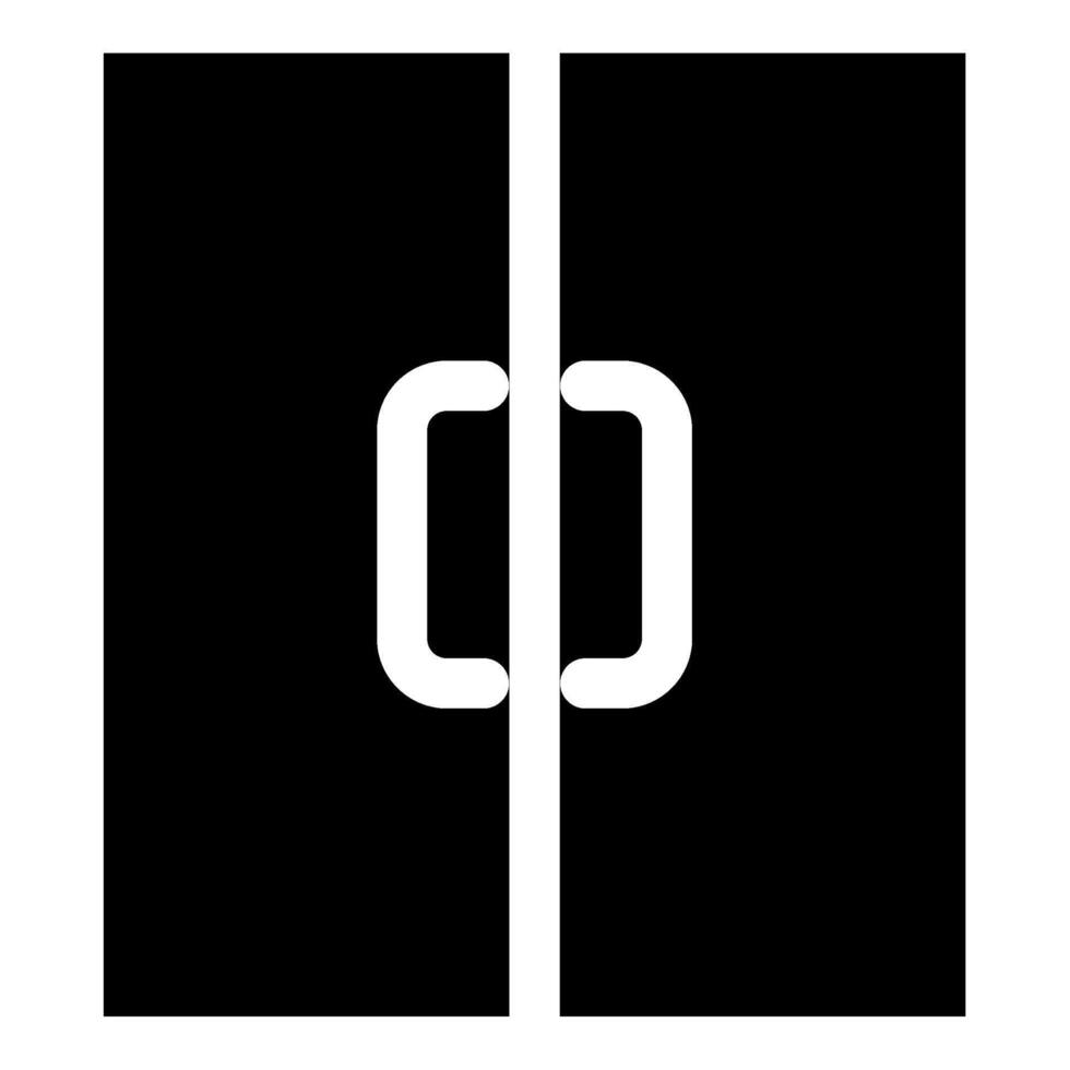 Doppio porta Uscita portone icona nero colore vettore illustrazione Immagine piatto stile