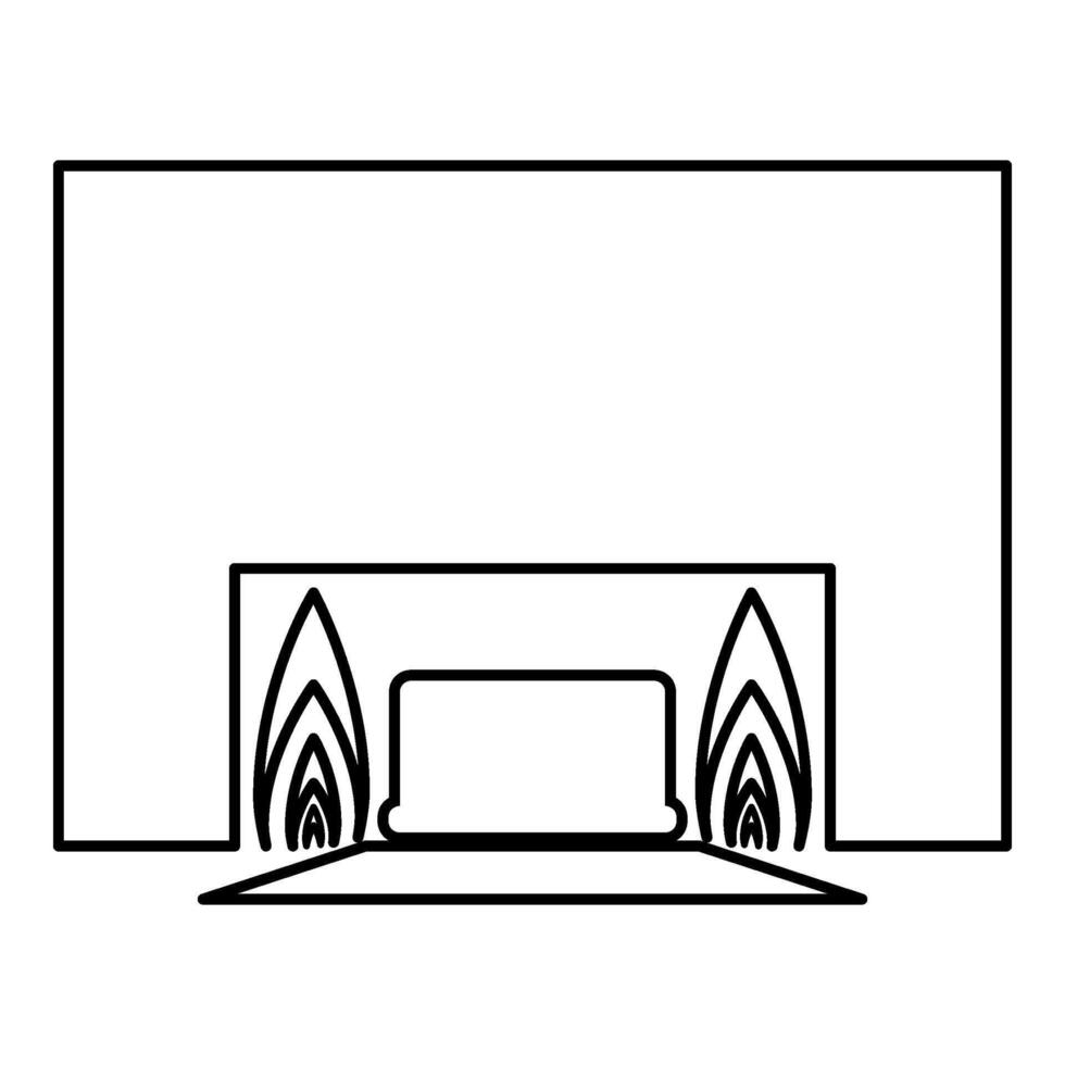 forno crematorio cremazione processi di cremazione crematorio attrezzatura contorno schema linea icona nero colore vettore illustrazione Immagine magro piatto stile