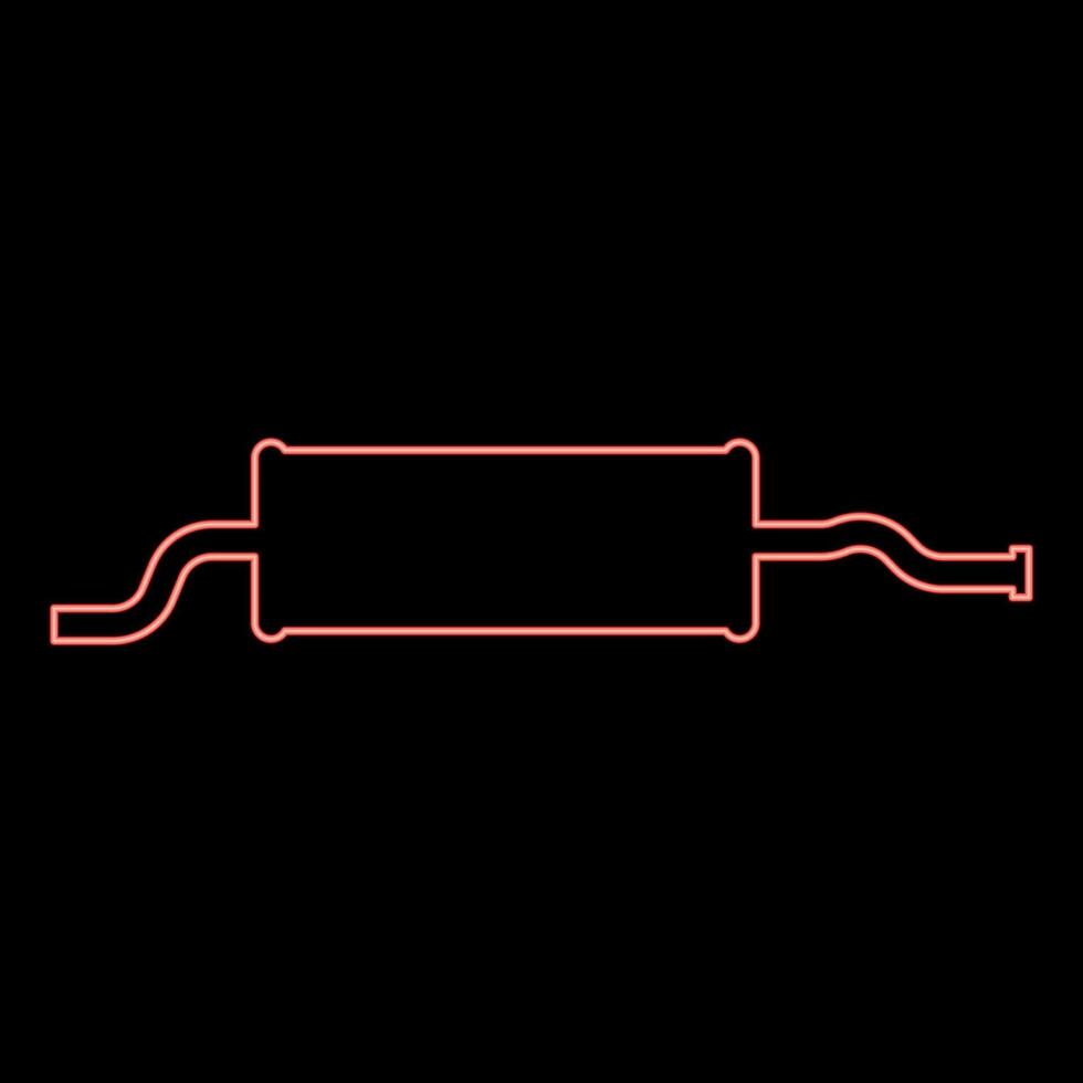 neon scarico tubo auto silenziatore silenziatore rosso colore vettore illustrazione Immagine piatto stile