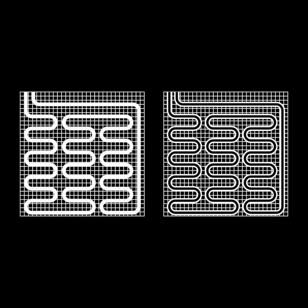 elettrico pavimento riscaldamento caldo riscaldato impostato icona bianca colore vettore illustrazione Immagine solido riempire schema contorno linea magro piatto stile