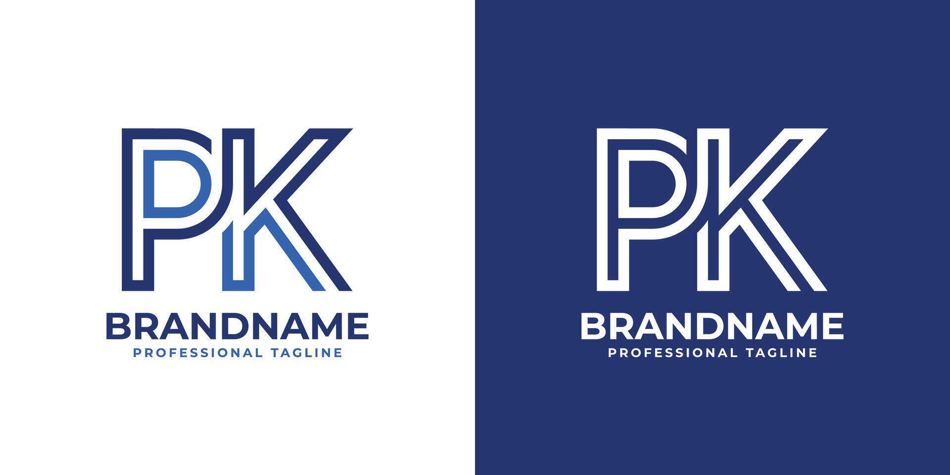 lettere pk linea monogramma logo, adatto per attività commerciale con pk o kp iniziali vettore
