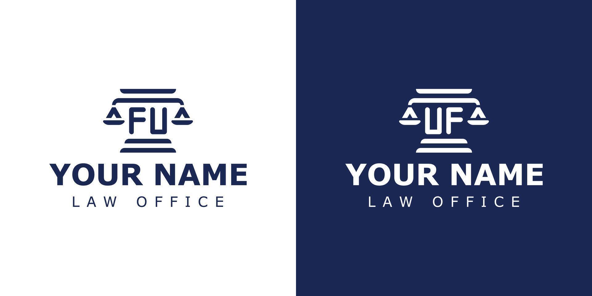lettere fu e uf legale logo, adatto per avvocato, legale, o giustizia con fu o uf iniziali vettore